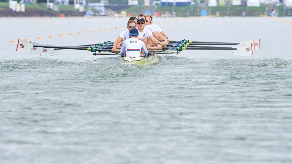 Rory Gibbs and (2) Morgan Bolding and (3) David Bewicke-Copley and (4) Sholto Carnegie and (5) Charles Elwes and (6) Thomas Digby and (7) James Rudkin and (stroke) Tom Ford and (cox) Harry Brightmore all from the Great Britain