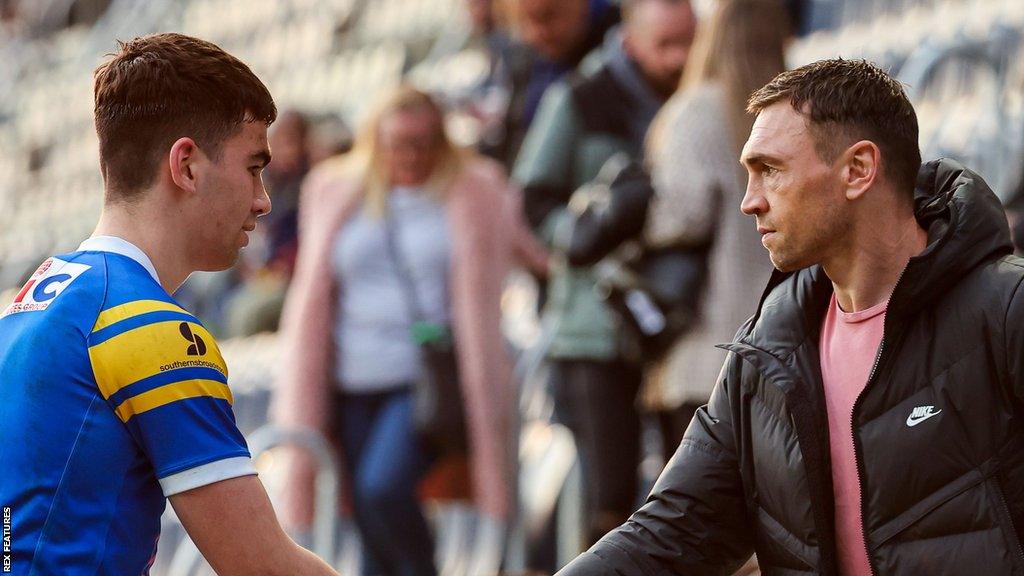 Jack Sinfield (left) is the son of Leeds Rhinos legend Kevin Sinfield (right)