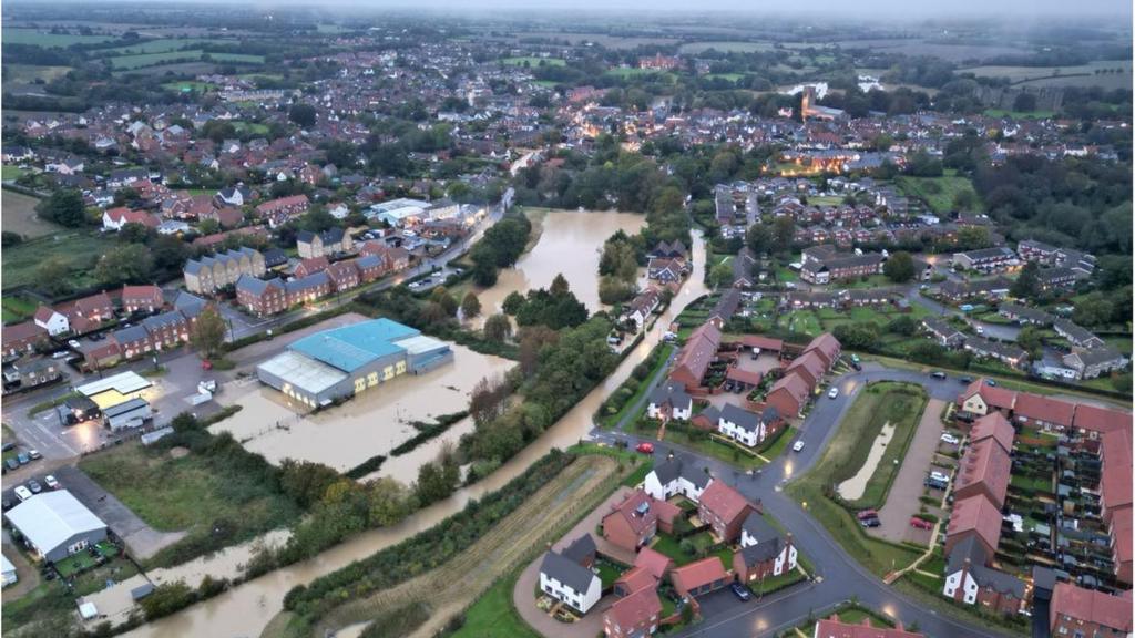 Aerial photographs of Framlingham flooding