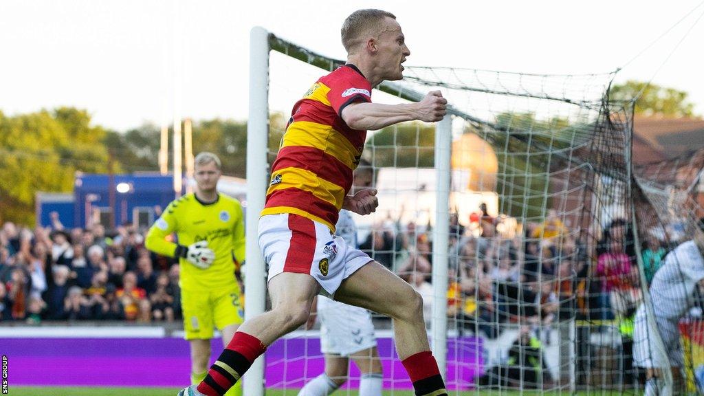 Scott Tiffoney celebrates his second goal at Somerset Park