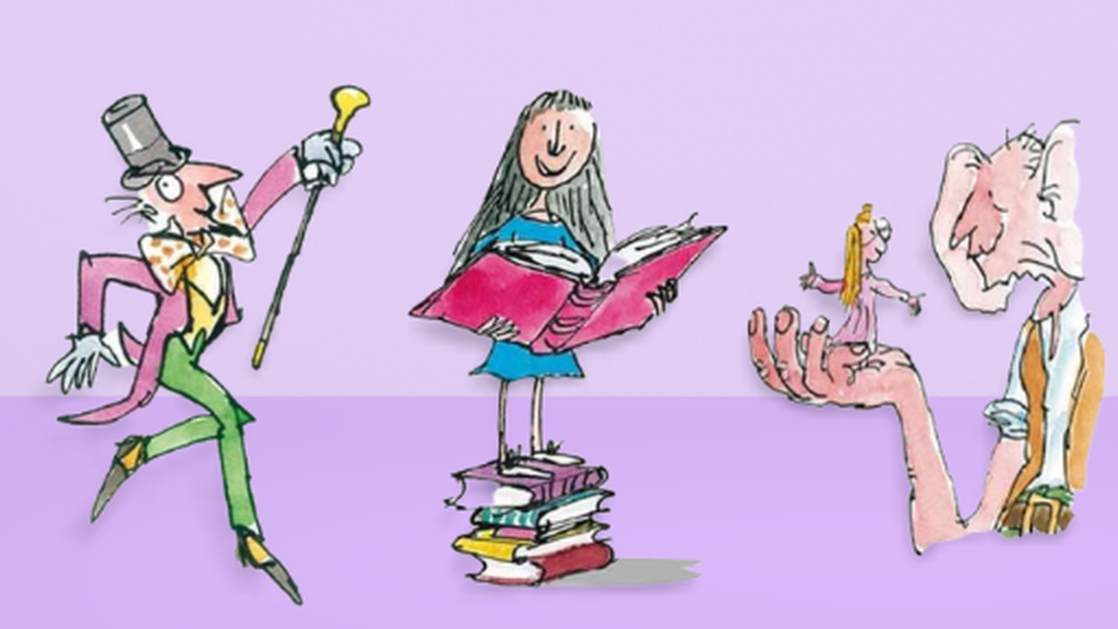 Quentin Blake illustrations of Willy Wonka, Matilda and the BFG