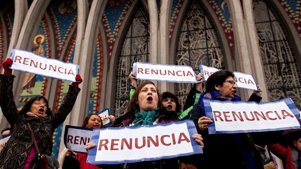 Anti-Catholic Church protesters in Chile