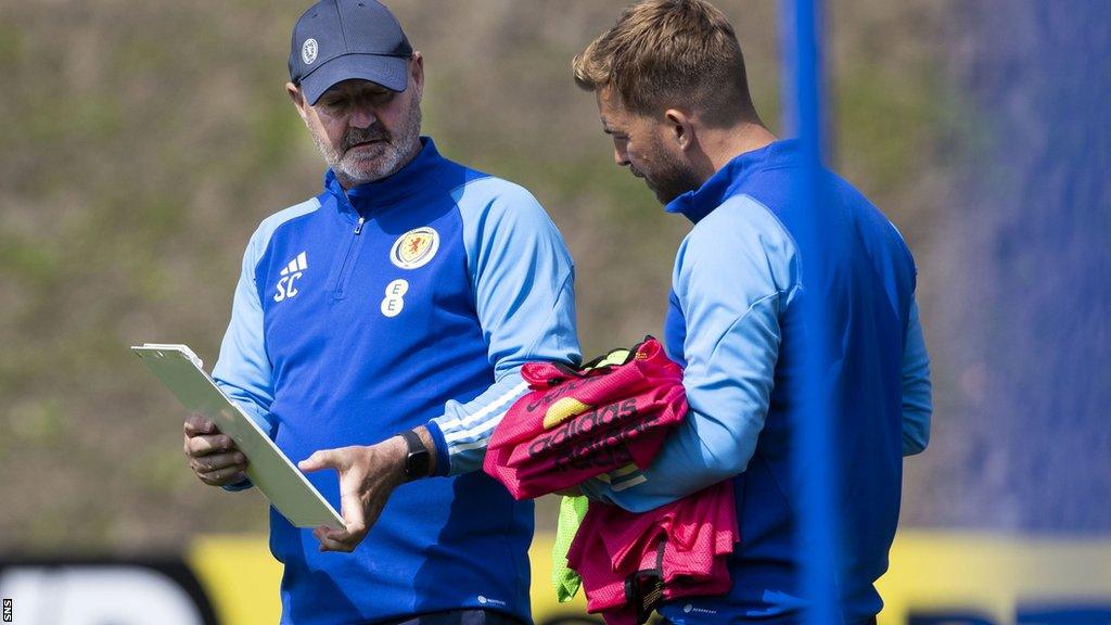 Scotland head coach Steve Clarke and James Morrison