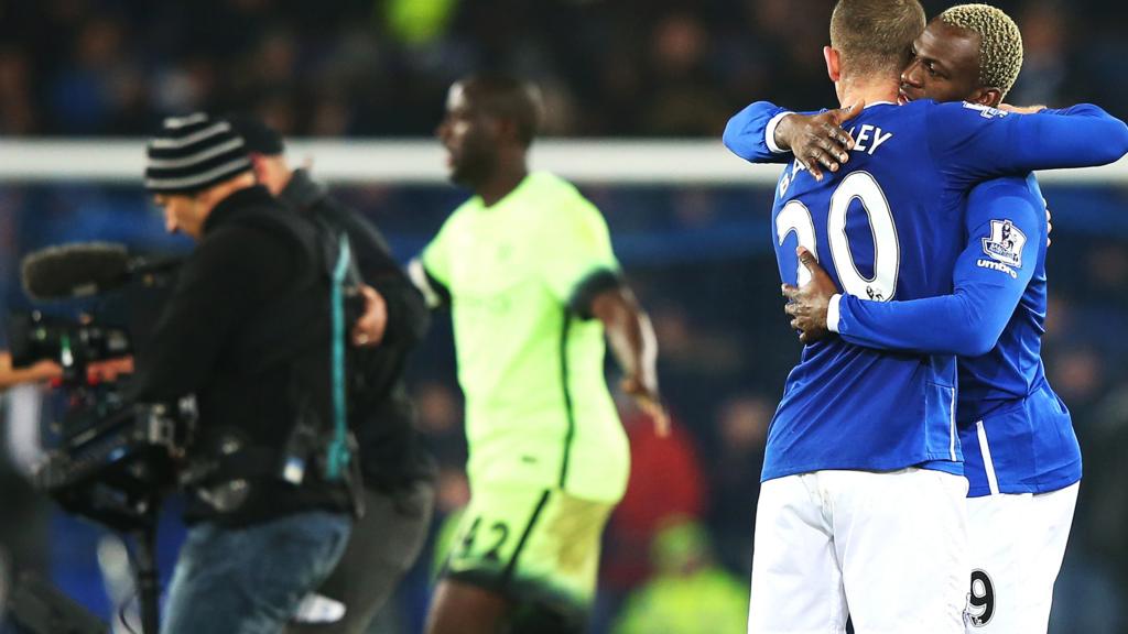 Everton celebrate at full-time