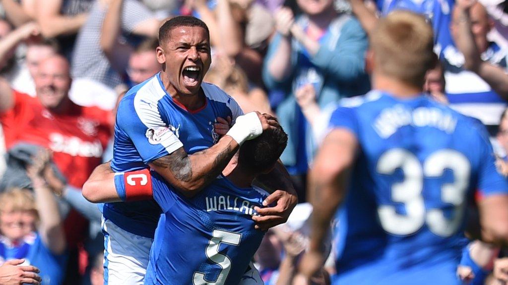 James Tavernier celebrates scoring for Rangers