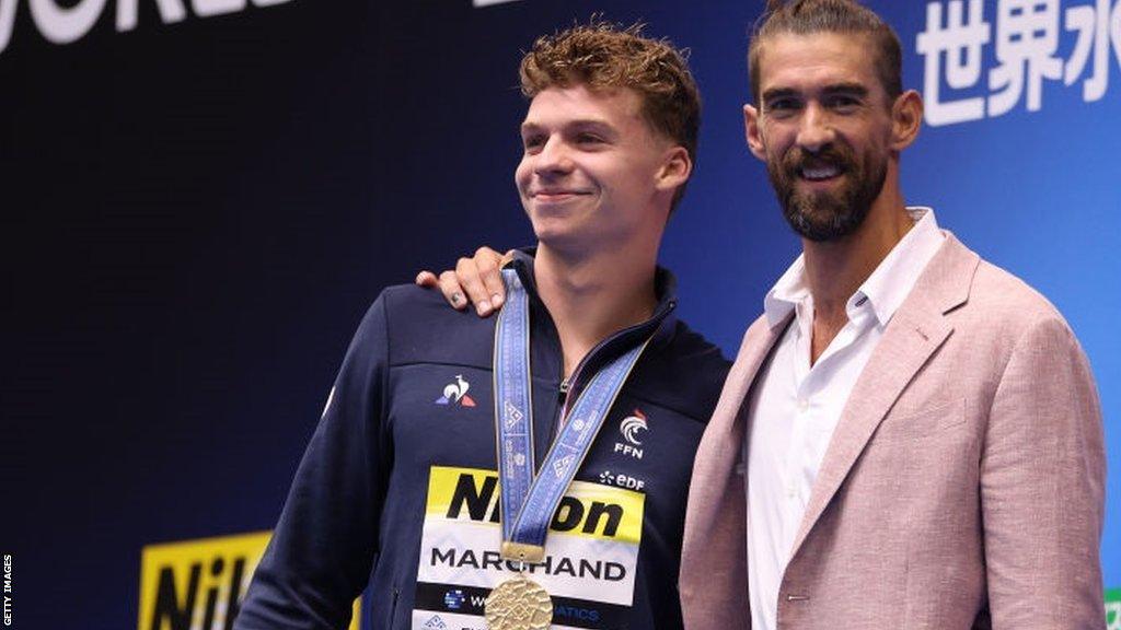 Leon Marchand and Michael Phelps