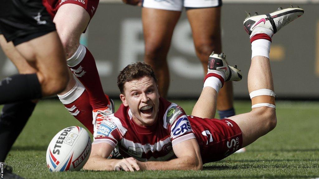 Jai Field celebrates his side's second try of the day