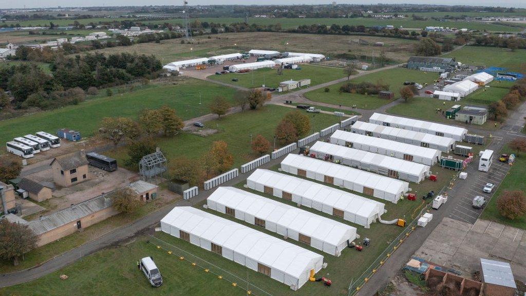 Migrant centre made up of large white tents