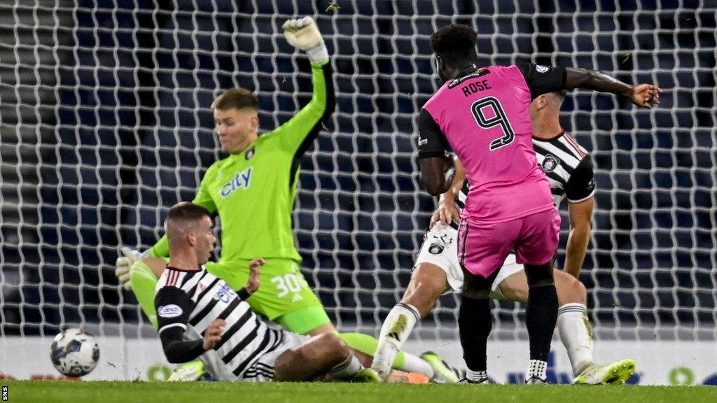 Ahkeem Rose scores for Ayr United against Queen's Park