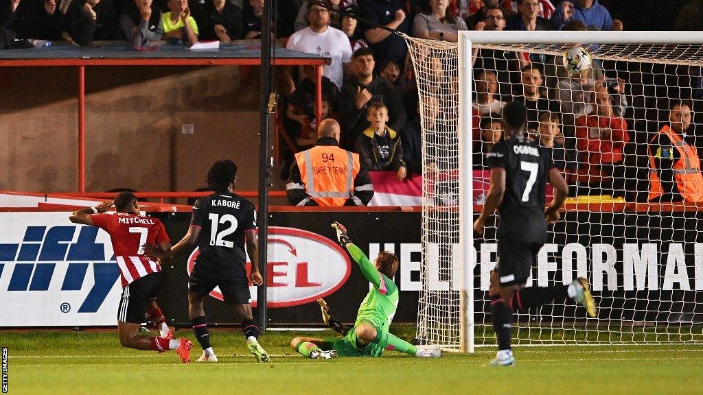 Demetri Mitchell scores Exeter's winning goal