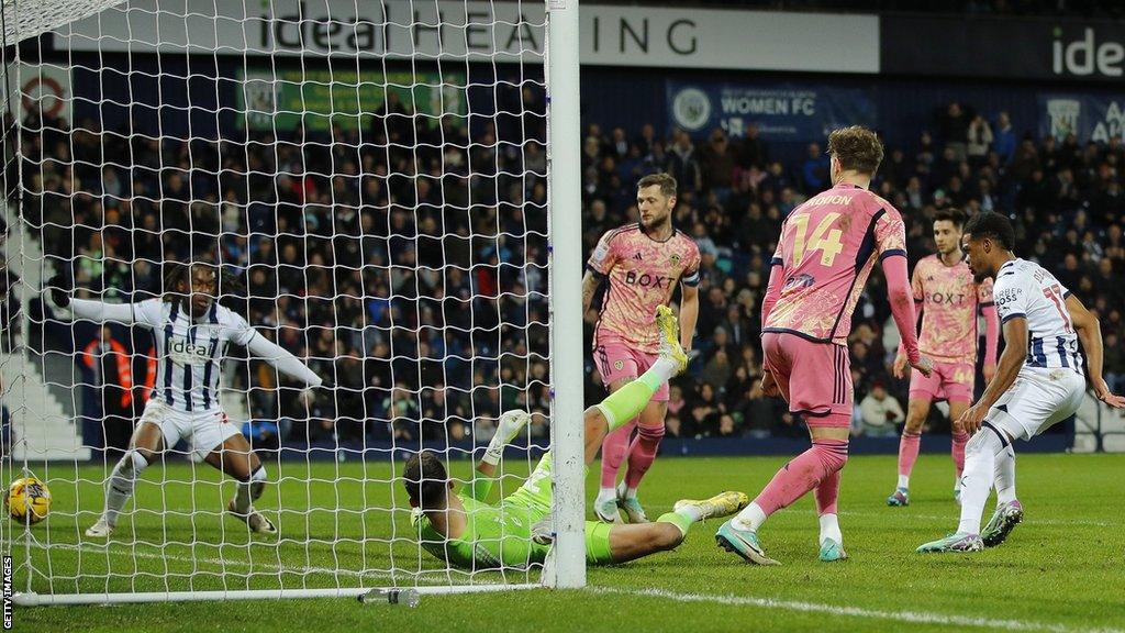 Grady Diangana scores for West Brom against Leeds