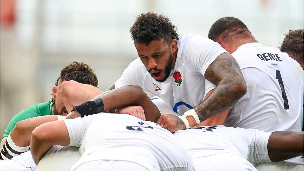 Courtney Lawes in a driving maul against Ireland