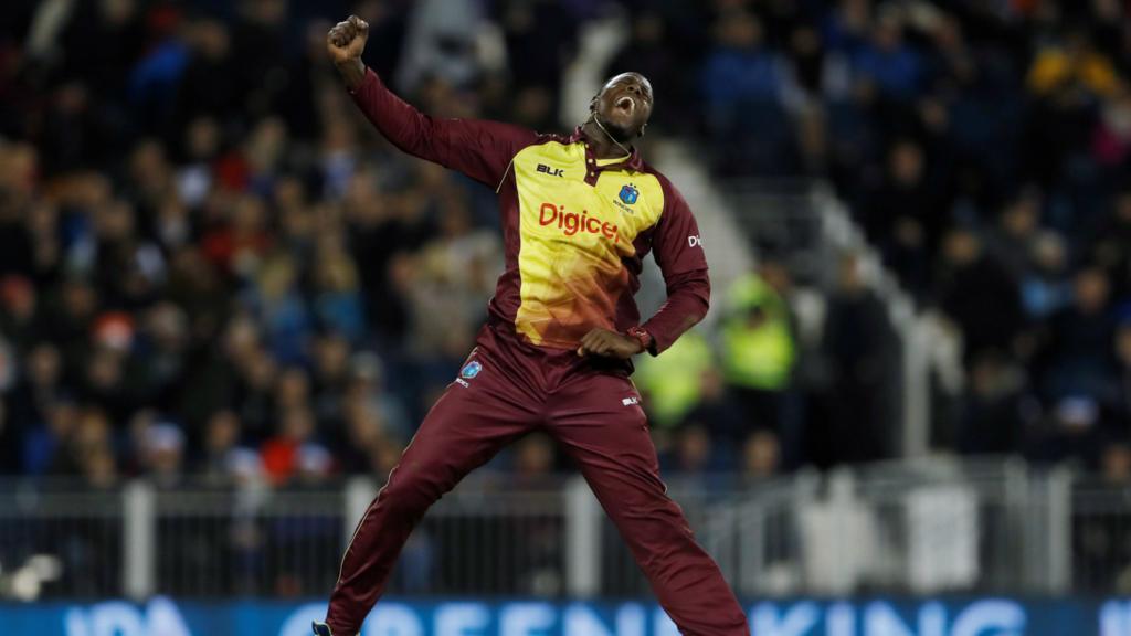 Carlos Brathwaite celebrates