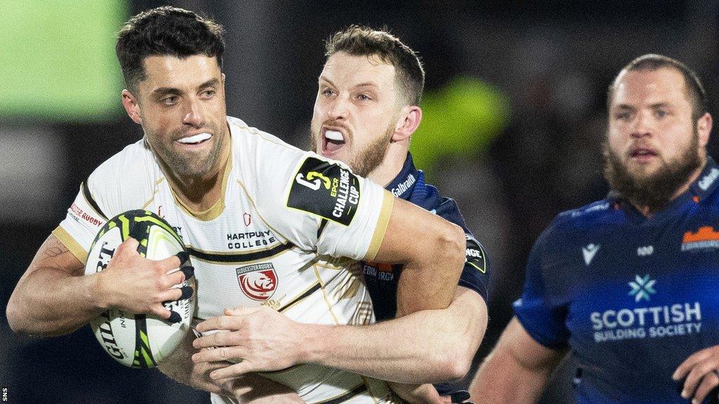 Gloucester fly-half Adam Hastings with ball in hand