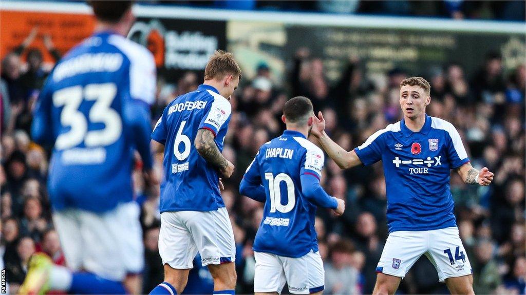 Ipswich celebrate Jack Taylor's goal