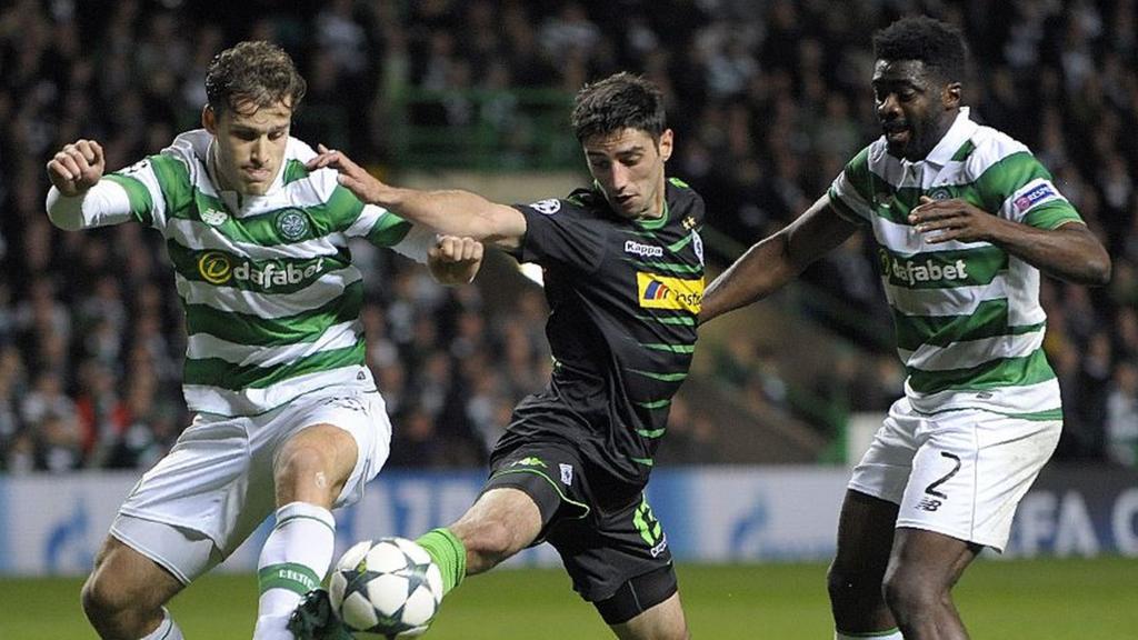 Lars Stindl (centre) Celtic's Erik Sviatchenko (left) and Kolo Toure