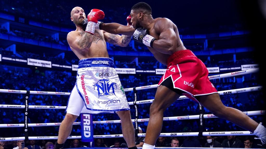 Anthony Joshua punches Robert Helenius