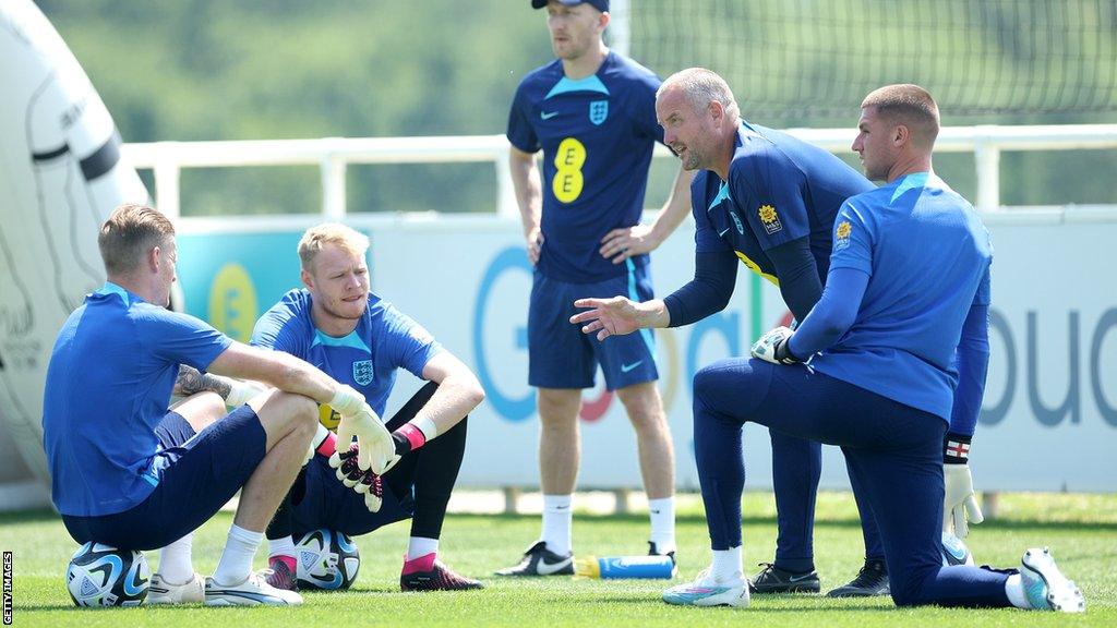 Martyn Margetson in training with England's goalkeepers earlier this month