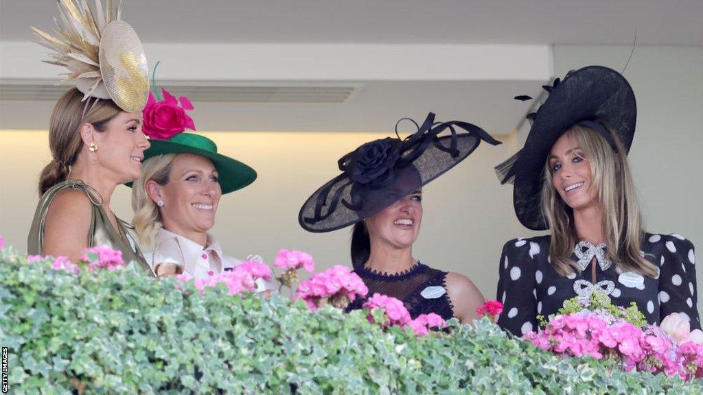 The Queen's granddaughter Zara Tindall (second left) was among the spectators on Ladies' Day