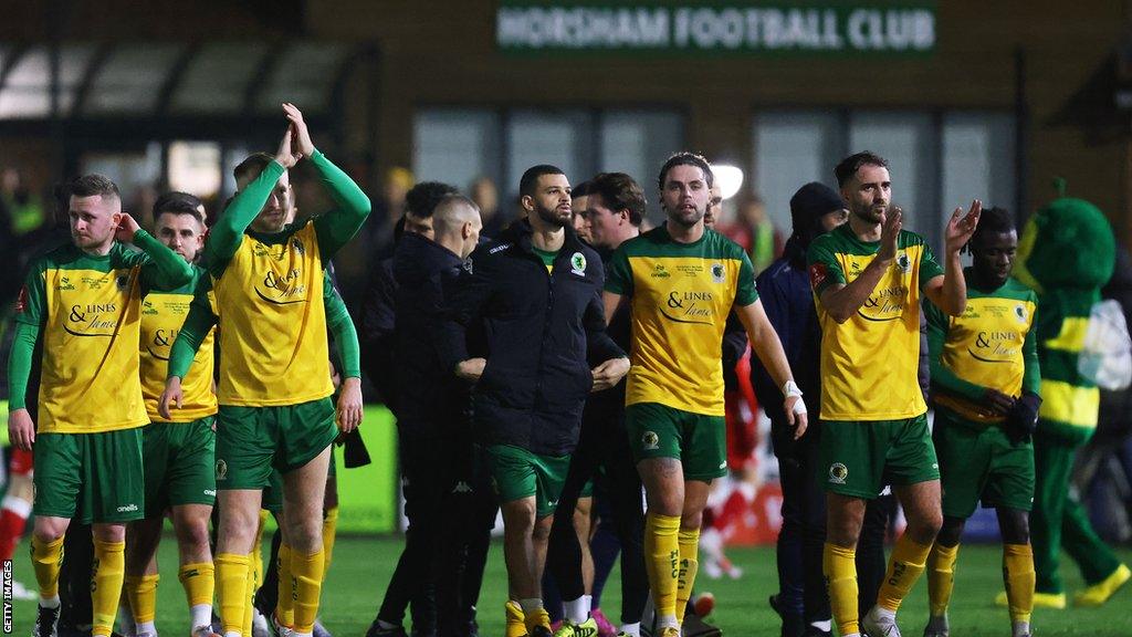 Horsham's player following their defeat to Barnsley