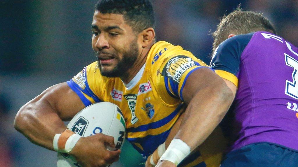 Kallum Watkins carries the ball for Leeds Rhinos