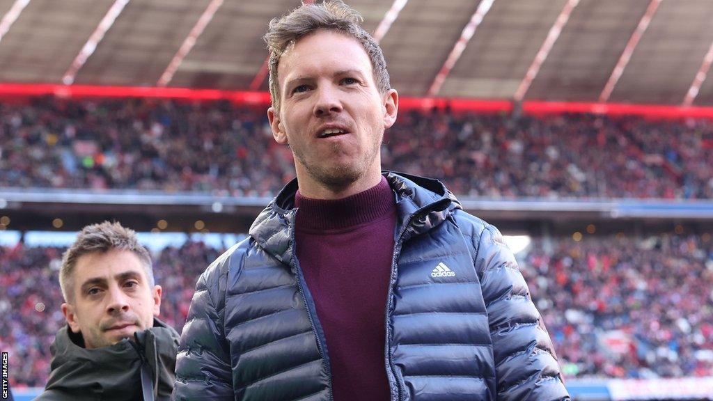 Julian Nagelsmann on the touchline during his spell at Bayern Munich