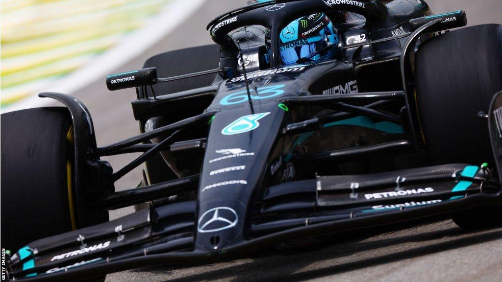 George Russell drives his Mercedes during Sao Paulo Grand Prix first practice