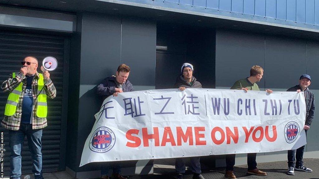 West Bromwich Albion fans protesting