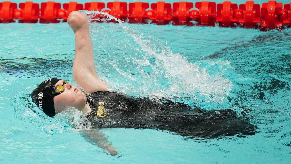 Ellie Challis in the S3 backstroke final