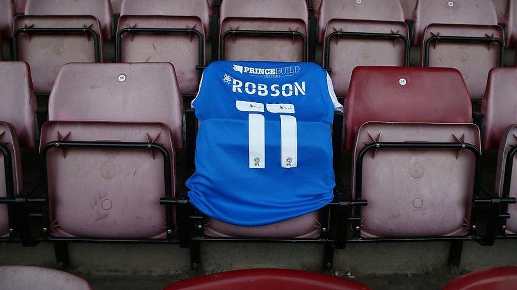 Peterborough United shirt with Robson on the back