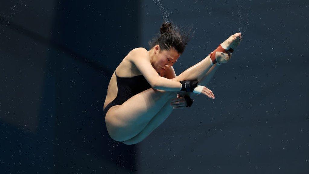 Great Britain's Eden Cheng performs a dive at the European Games