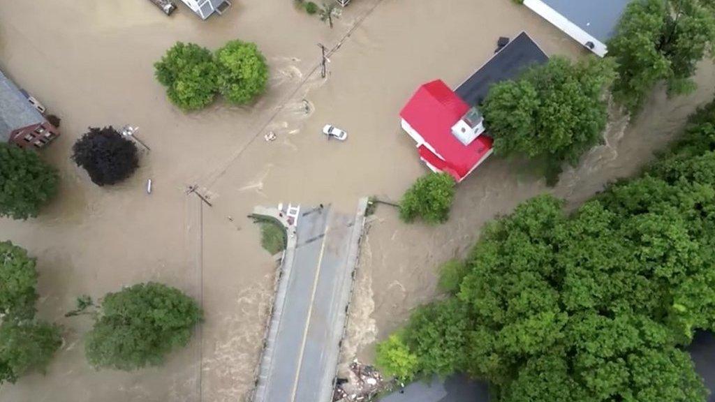 flooded streets in Vermont