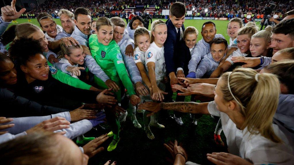 England's huddle after the match