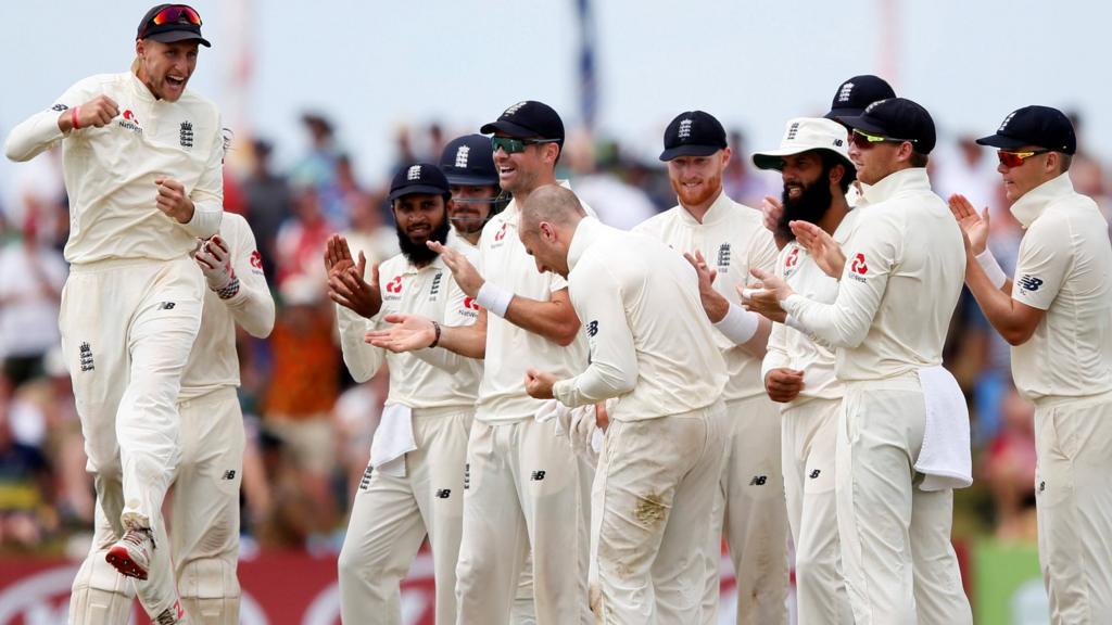 England celebrate a wicket