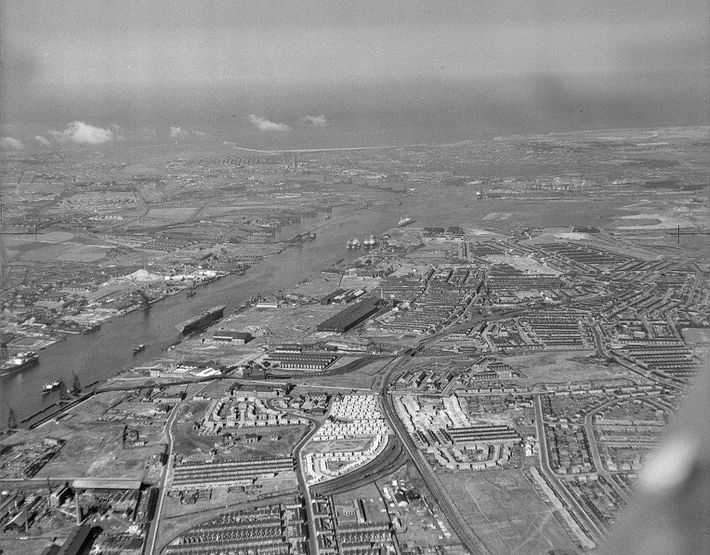 Tyneside, Hebburn, Jarrow and Willington, looking east, on 20 July 1947