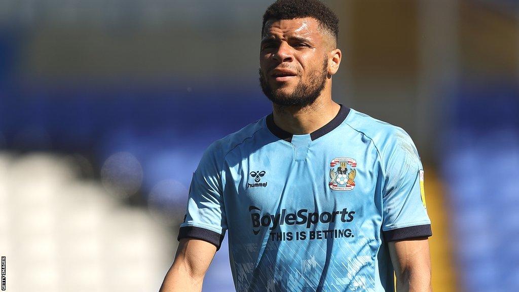 Maxime Biamou in action for Coventry City