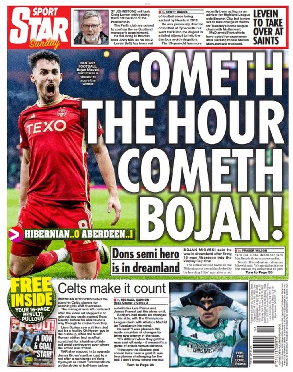 The back page of the Scottish Star on Sunday