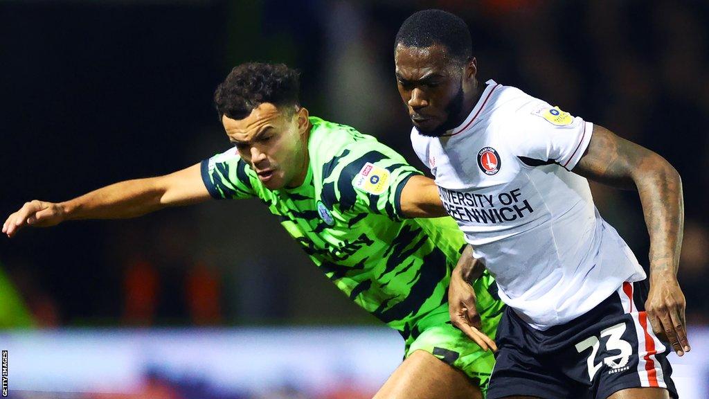 Forest Green's Dominic Bernard (left) Corey Blackett-Taylor of Charlton (right)