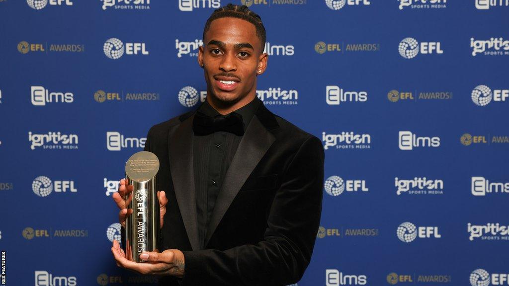 Crysencio Summerville with his Championship player of the season trophy