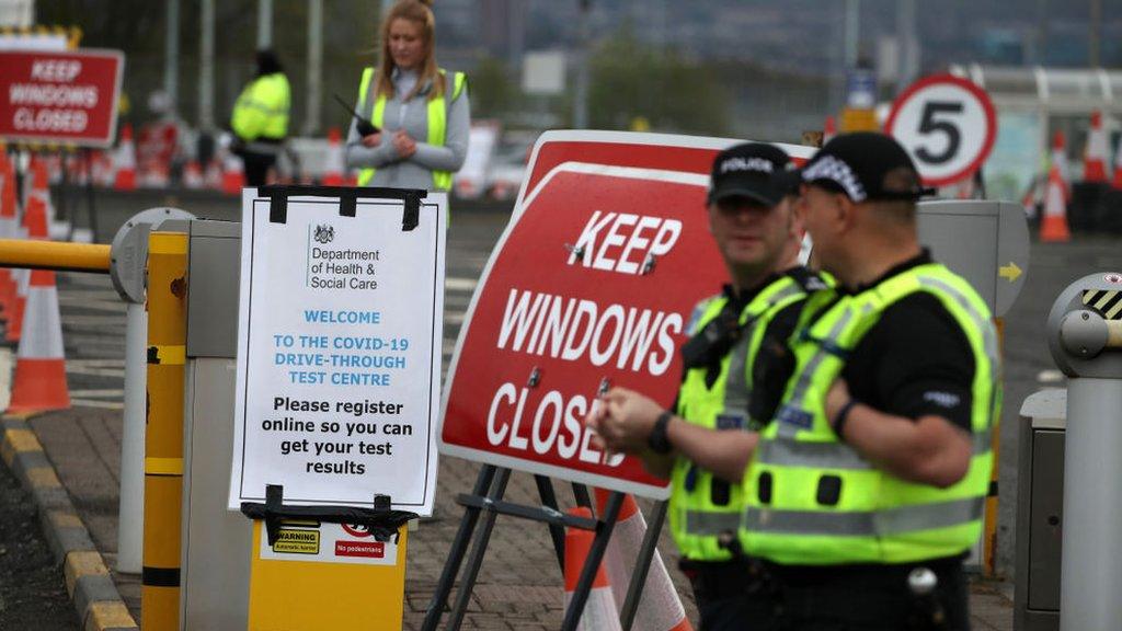 Police at testing centre