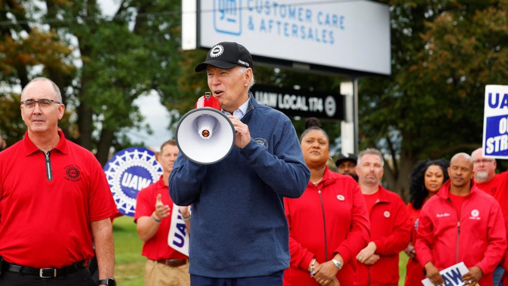 Joe Biden at UAW picket line