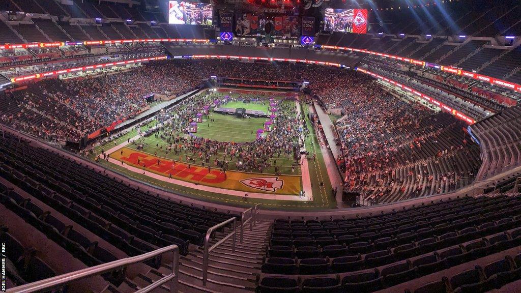 A panoramic view of Allegiant Stadium in Las Vegas