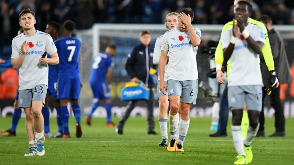 Everton players at the final whistle