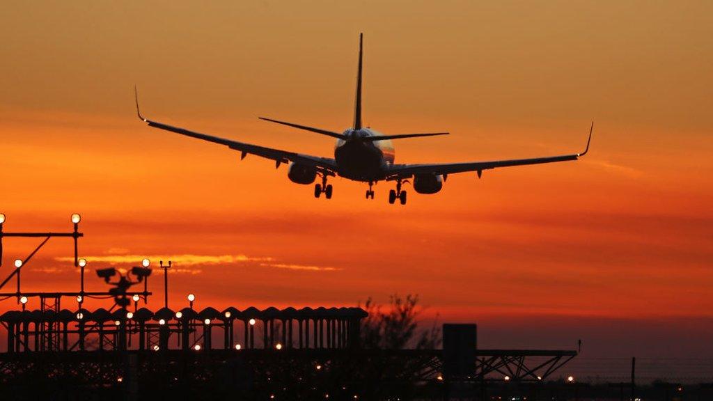 Ryanair plane landing in an airport in Barcelona in January 2024