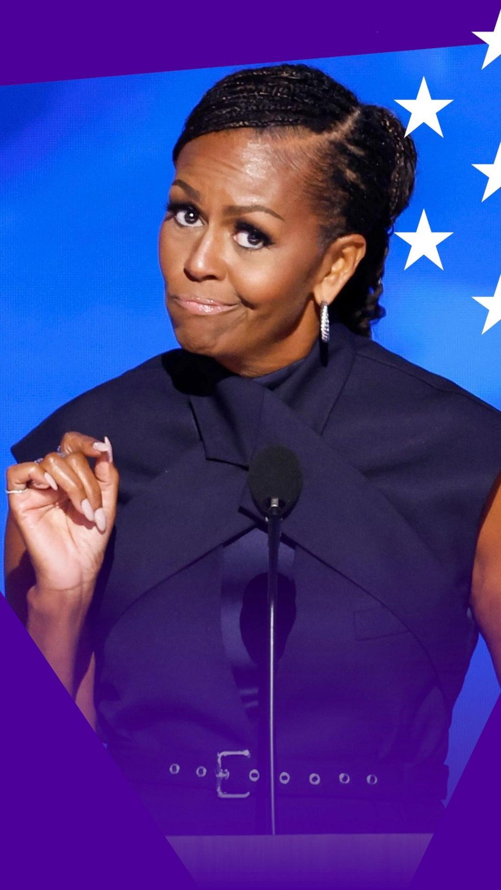 Michelle Obama smirks to the camera