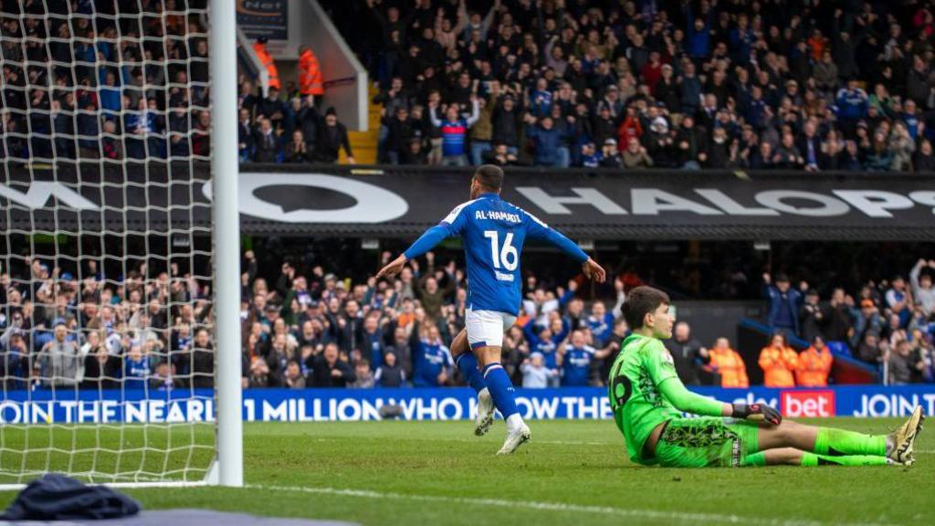 Ali Al-Hamadi of Ipswich Town celebrates after scoring