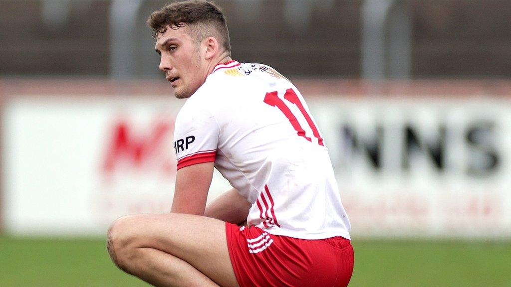 Conn Kilpatrick is dejected after Tyrone's narrow loss to Galway in Omagh