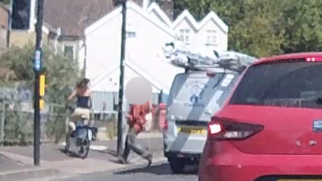 Near-miss at pedestrian crossing