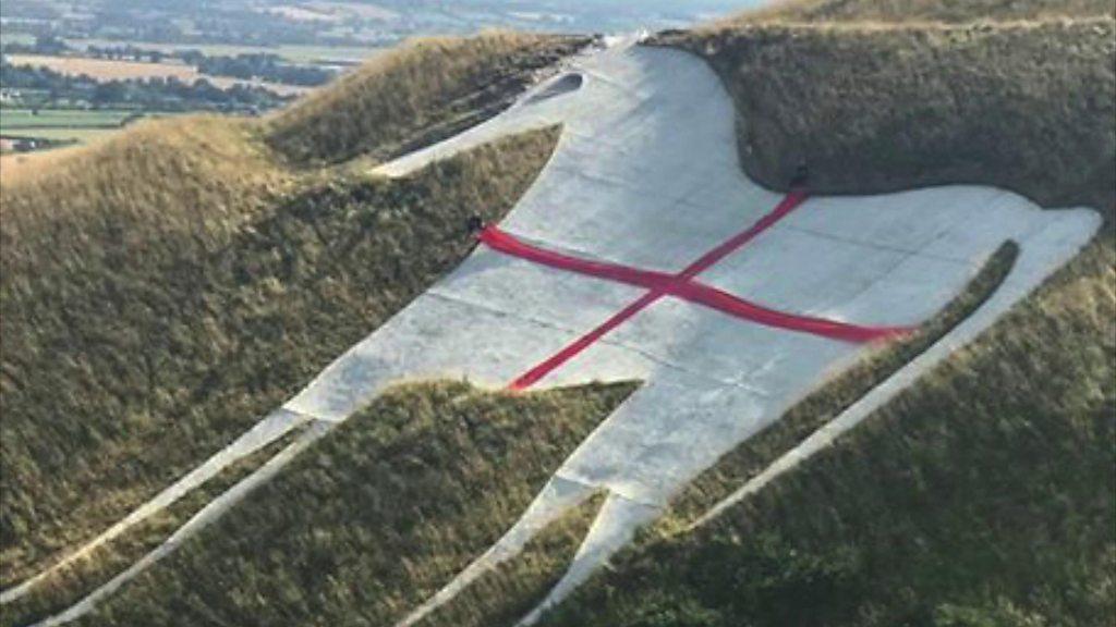 Westbury White Horse with England flag