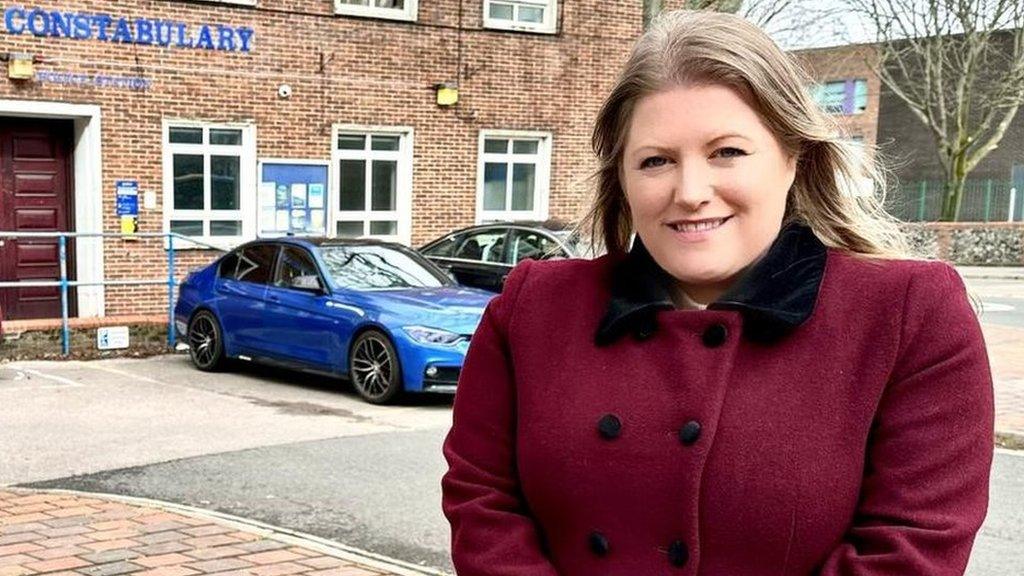 Donna Jones outside Portsmouth Central Police Station